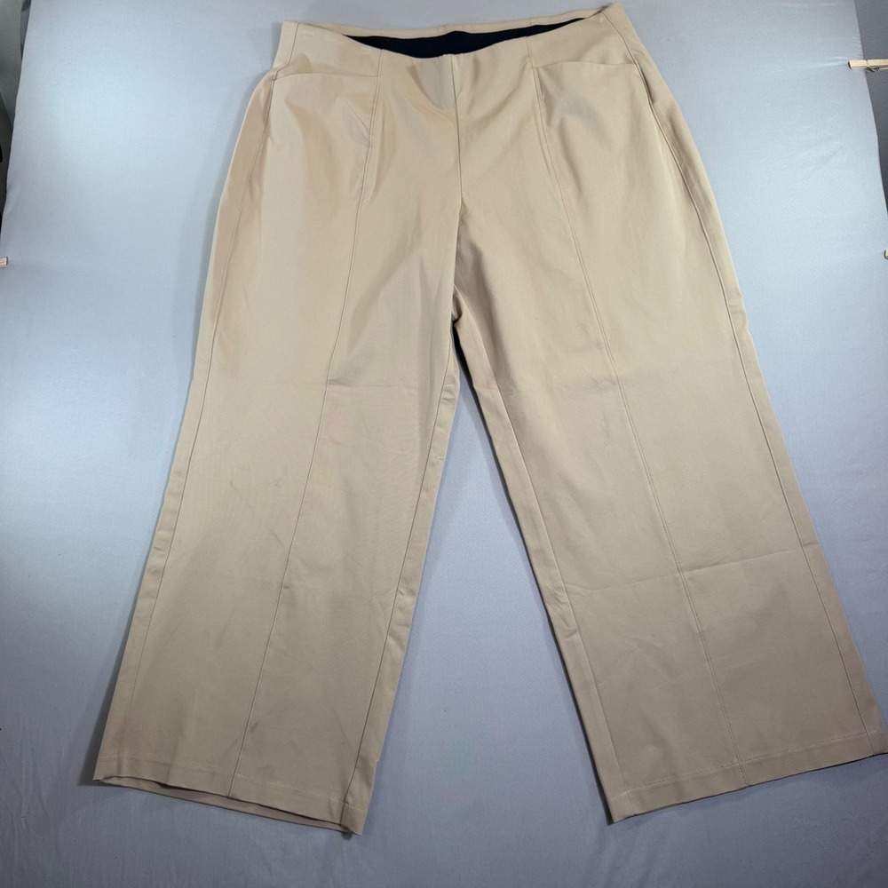 Old Navy Pixie Wide Leg Pants Womens 2X Tan High Rise Comfort Waistband Stretch